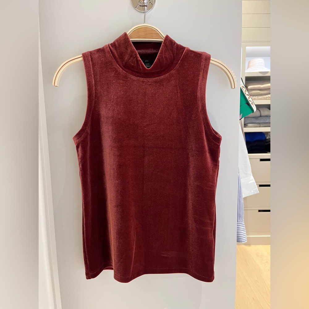 J. Crew Velvet Mock Neck Sleeveless Top